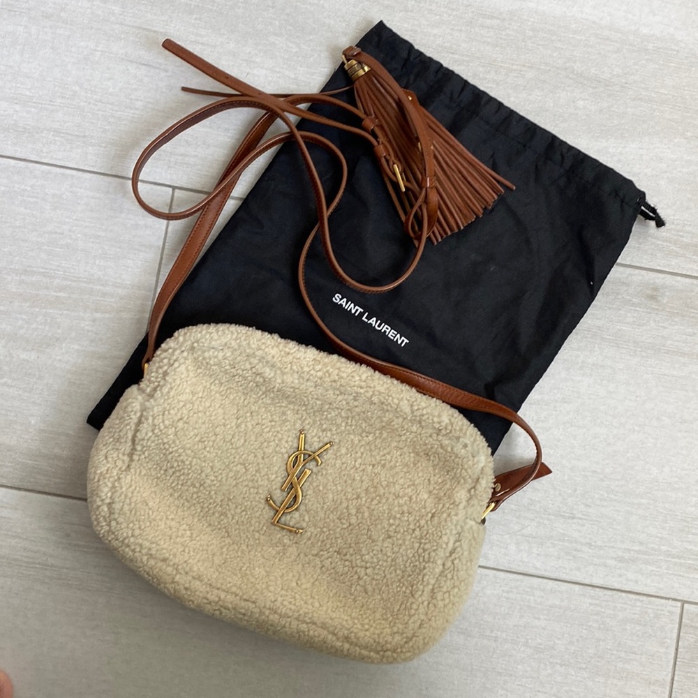 COPY - Saint Laurent 
Shearling Monogram Lou Camera Bag Beige